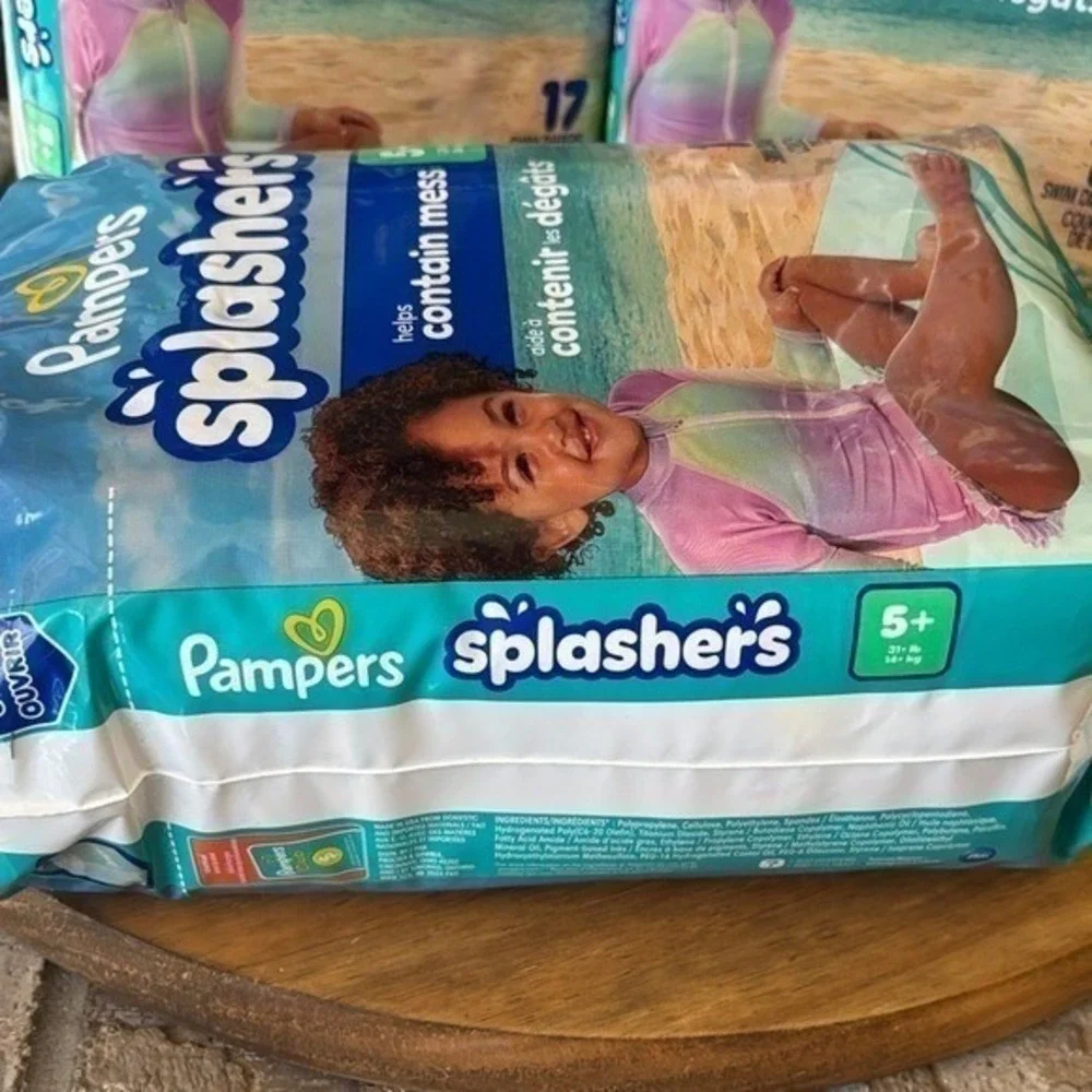 Pampers Splashers Swim Diapers SZ 5+, 51 Total Disposable NIP